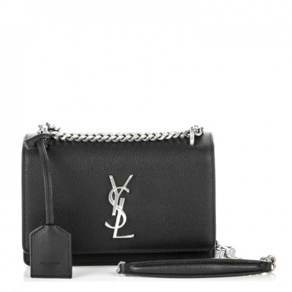 NWT!!! New! YSL Saint Laurent Sunset Medium YSL Crossbody Bag in Black Leather - Picture 5 of 16